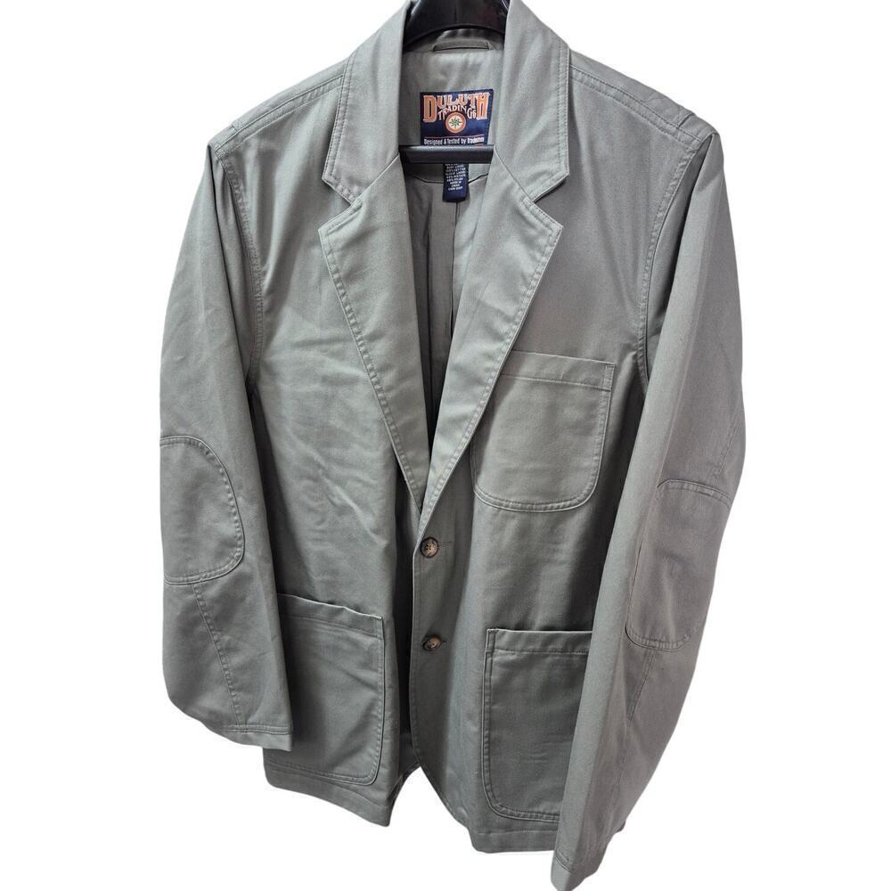 Duluth Trading Blazer Tradesman 100% Cotton Utility Olive Green Mens Sz L
